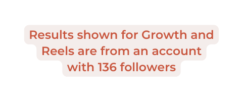 Results shown for Growth and Reels are from an account with 136 followers